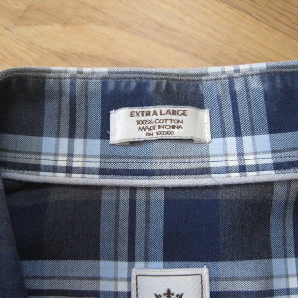 Peter Millar Navy Dark Grey Plaid Button Down Shirt Size XL 100% Cotton - Picture 7 of 7